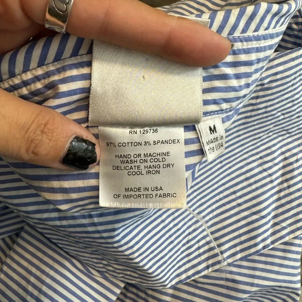 Finley Skipper Striped Nautical Poplin Top Women’s Medium - Picture 10 of 11